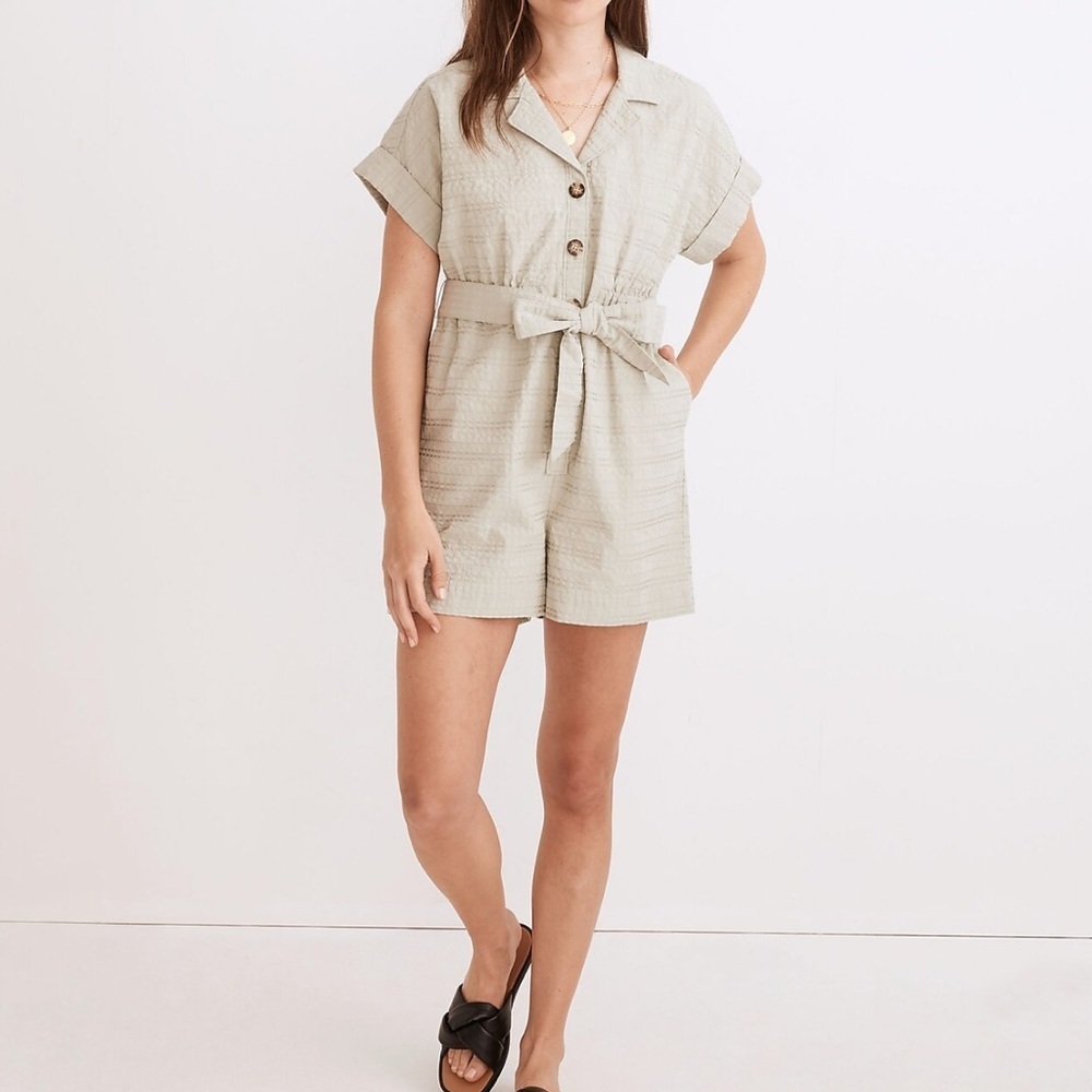 Madewell Seersucker Camp Romper NEW